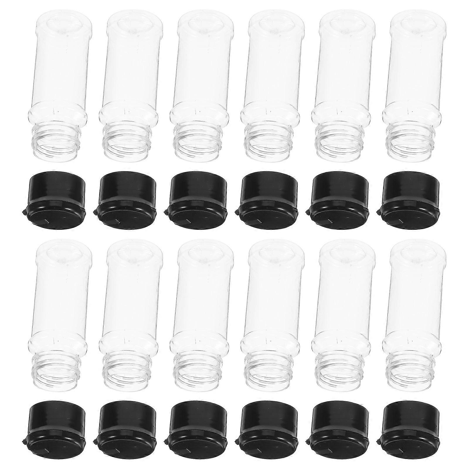 Kitchen Plastic Spice Jars with Black Screw Lids for Storage 30Pcs