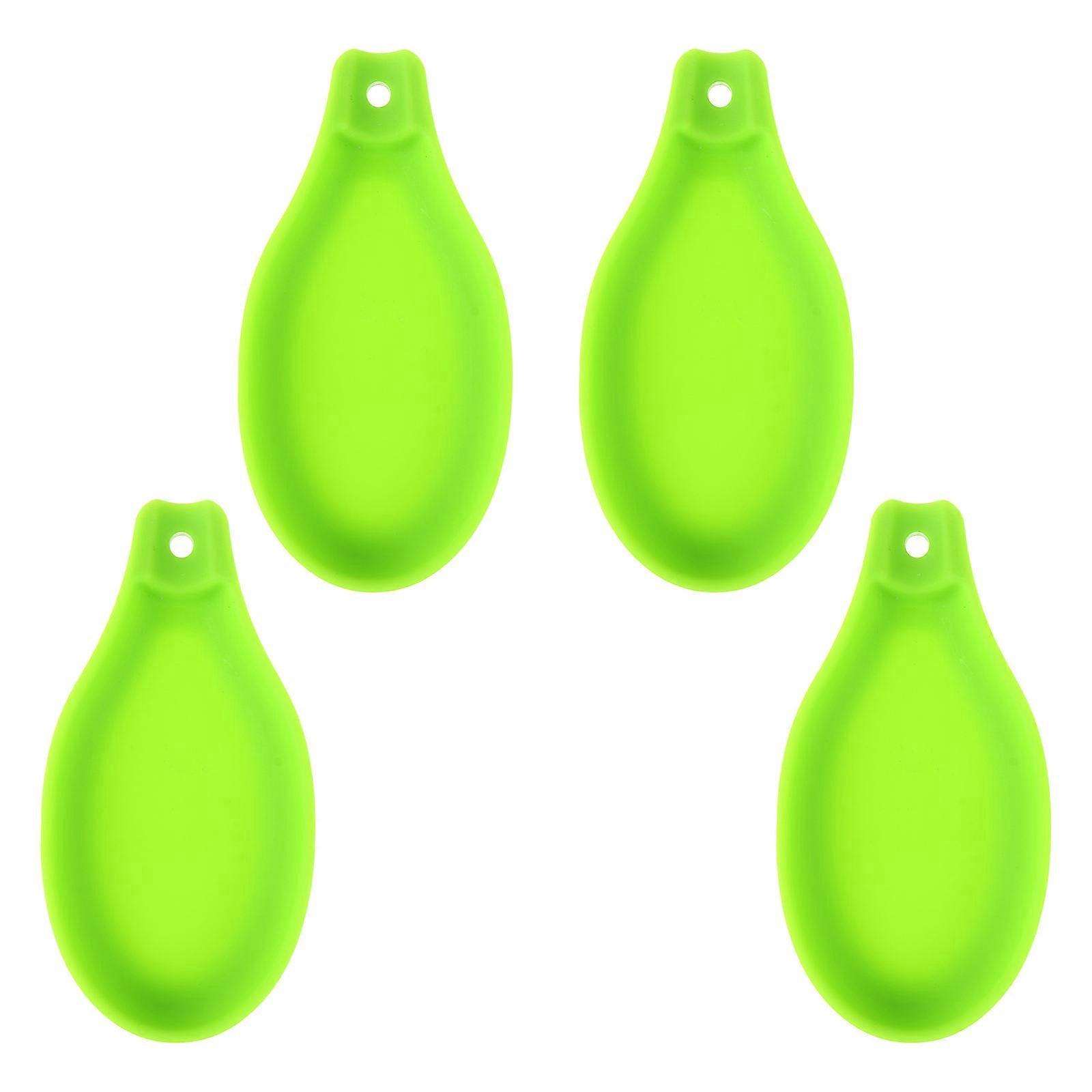 Green Silicone Spoon Rests Holder for Kitchen Use 4Pcs Spoon Rest Set