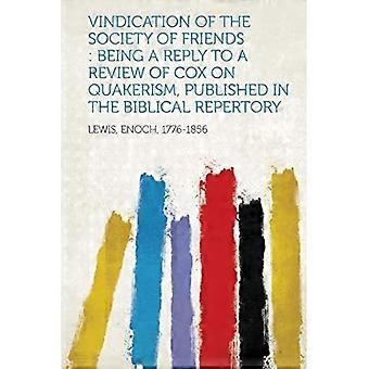 Rivendicazione della Società degli Amici: risposta a una recensione di Cox sul quaccherismo, pubblicata nel Repertorio Biblico