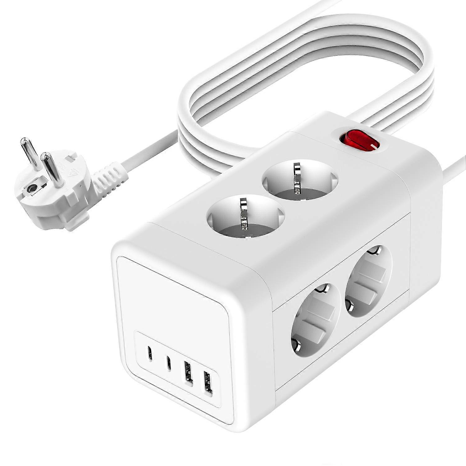 EU Tower 8/12 Way Outlets Multi-function Socket with 2 USB-A and 2 Type C Multi Power Strip Vertical Overload Protection