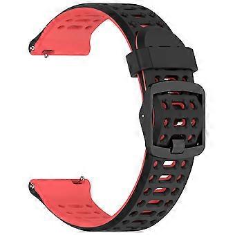 Horlogebandje voor COROS APEX 42mm, tweekleurig siliconen (zwart-rood)