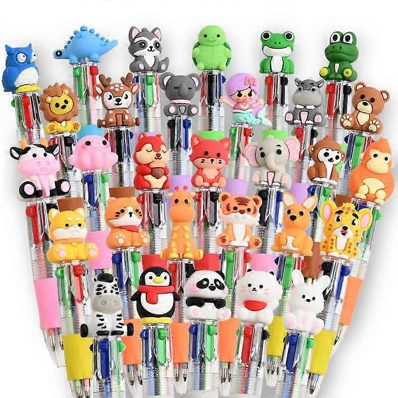 Mini Safari Multicolor Pens in One 4-in-1 Cute Pens Bulk for Kids, Ballpoint Pen for Birthdays and Children's Parties, Fun Gifts Assorted Ink Kawaii P