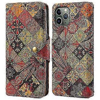 Compatible For iPhone 11 Pro Leather Case Floral Printing Stand Wallet Phone Cover