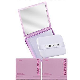 Oil Blotting Paper - 300 Sheets with Mirror, Puff & Refills, Absorbs Excess Face Oil, Controls Shine, Saves Makeup, The On-the-Go Essential for a Flaw