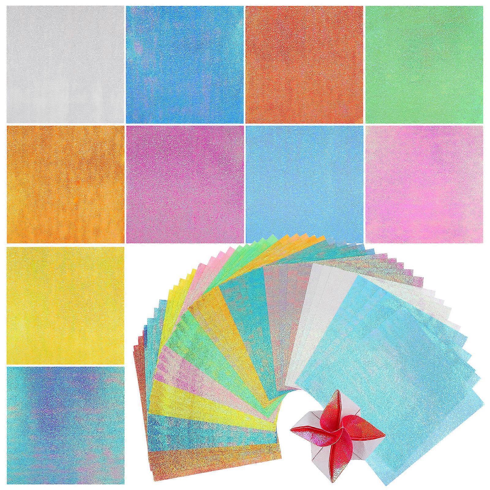 Hand Craft Colored Folding Paper Sheets 100Pcs Iridescent Assorted Colors