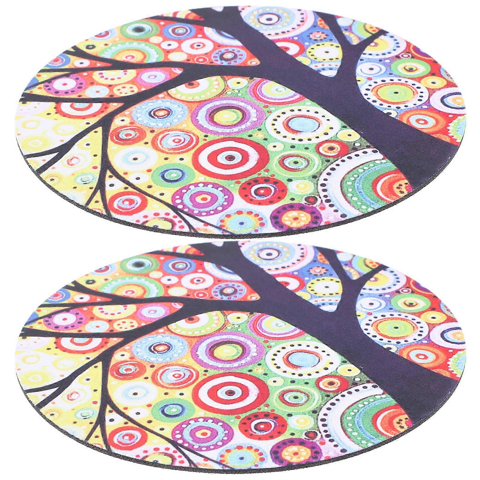 Pattern Mouse Mat Round Computer Mousepad for Computer Use 6Pcs