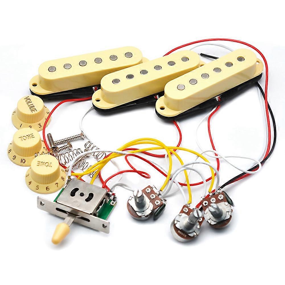 Single Coil gitarrpickupset med 250K kabelhärva för ST elgitarr, gul