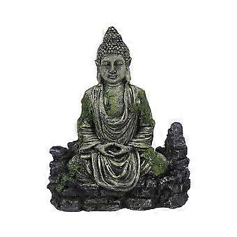 Résine Décoratif Rockerie Pierre Statue Aquarium Bouddha Assis Statue Aquarium Décorations Reptiles Réservoir Ornement