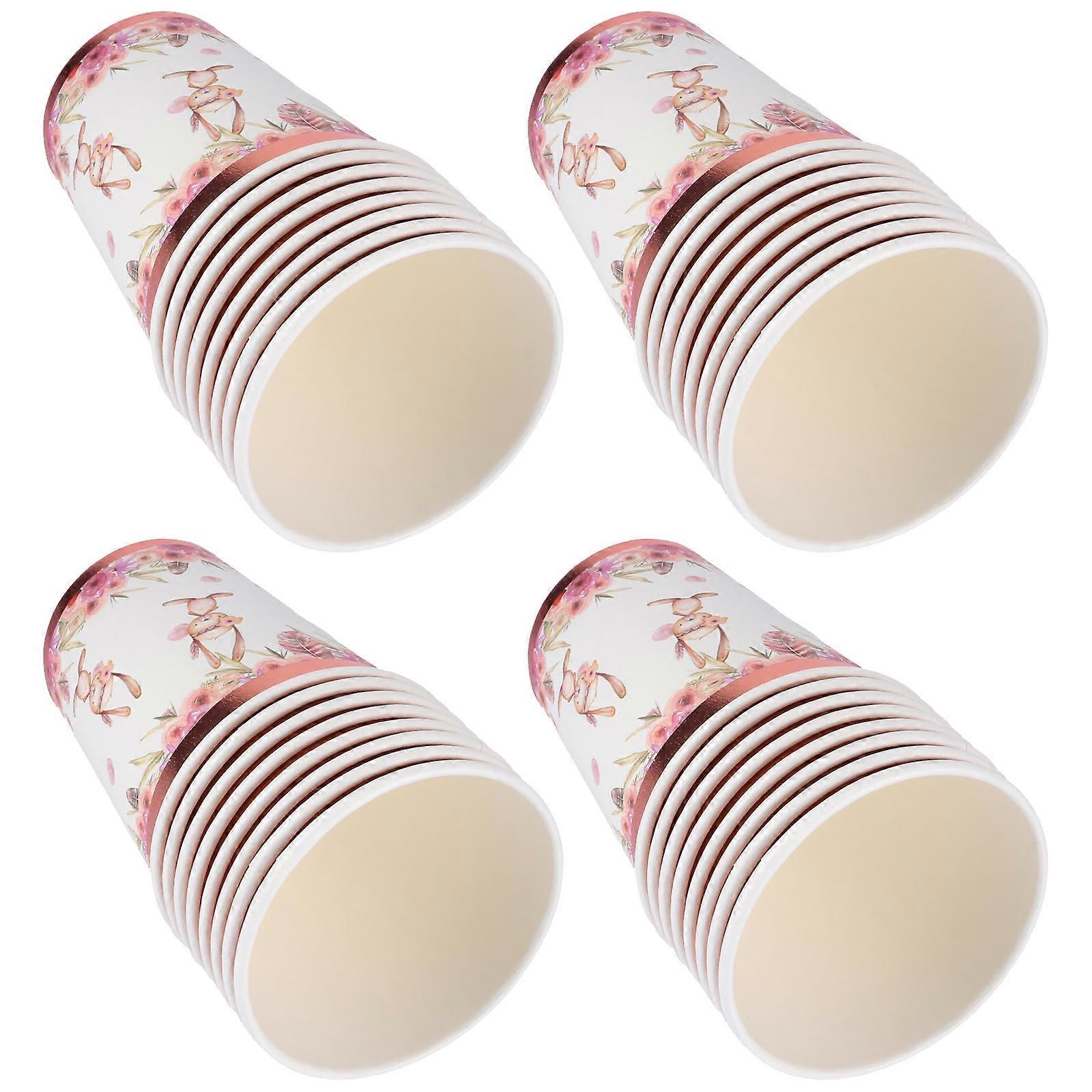 4 set/32pcs Disposable Tableware Easter Party Decoration Bronzing Paper Cup