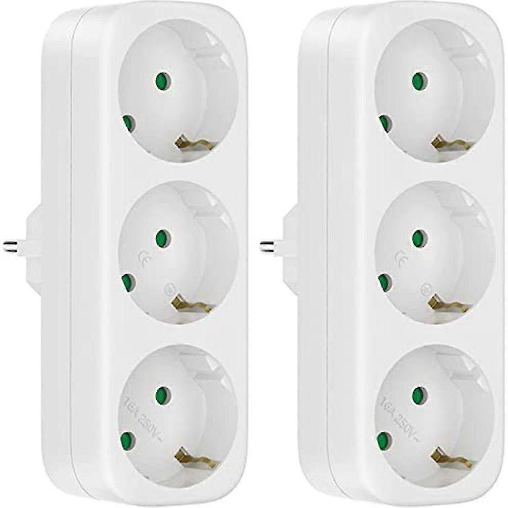 Multi Socket Without Cable, 250V/16A Socket Adapter, Portable Sockets, 3680W Converter Socket EU Plug,2 Pack
