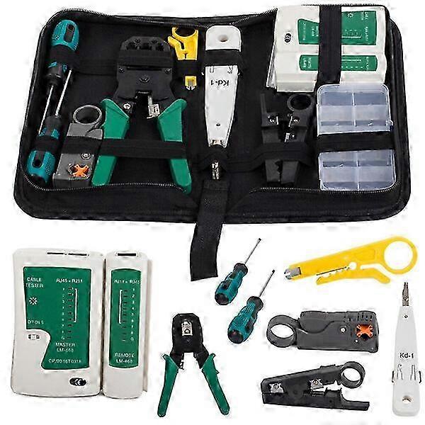 RJ45 Network Cable Assembly Tool with Tester, Cutter, Screwdriver, Multi-specification Crimping, Network Cabling Tool