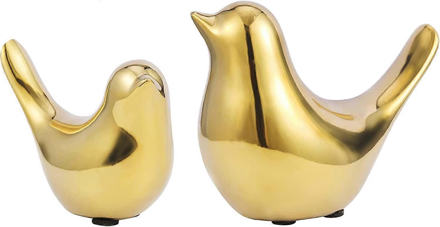 Uccelli d'oro Decor Accenti Piccoli animali Statue Sculture Carino Home Decor Set di 2 ornamenti decorativi in ceramica in stile moderno per soggiorno camera da letto O
