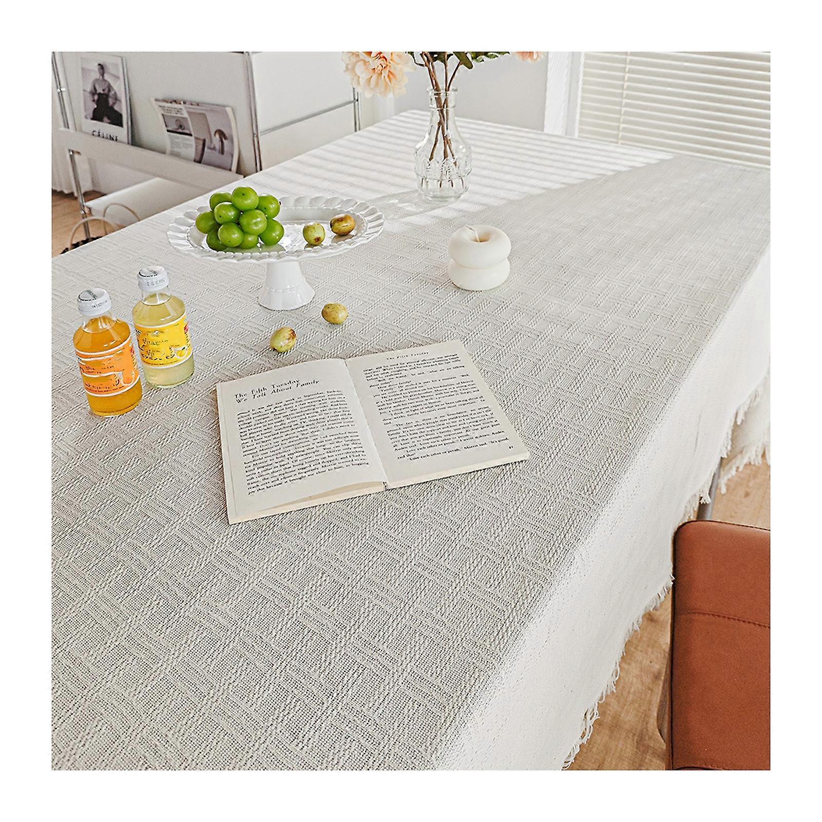 French Grid Tablecloth - Checkered Woven - for Dining Table
