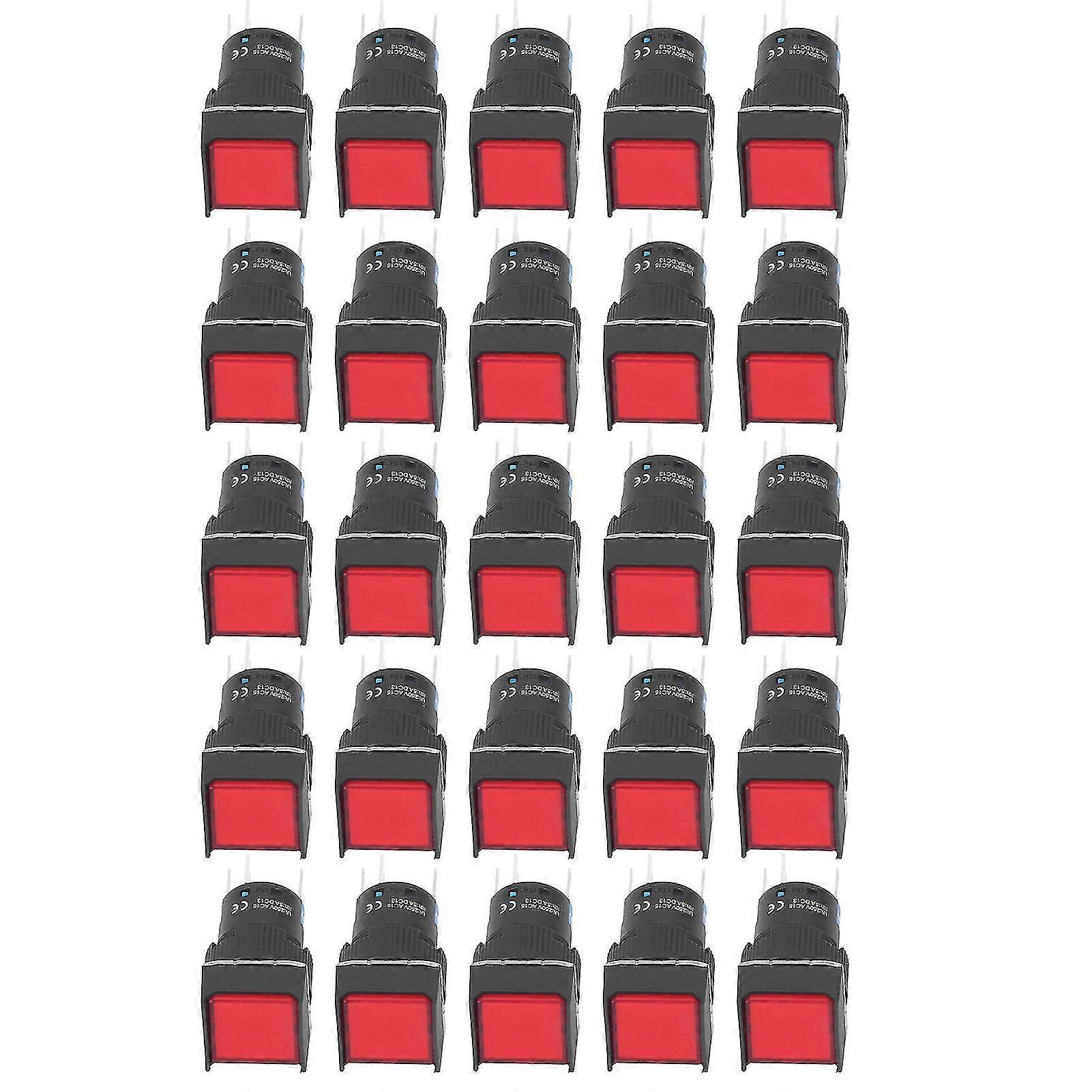 16mm 5A 25PCS Self-Locking Square Push Button Switches with Light
