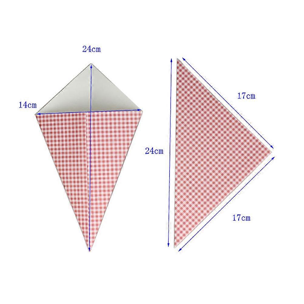 Sachets en papier huilé pour boîtes à popcorn, 50 pièces, motif cône rose