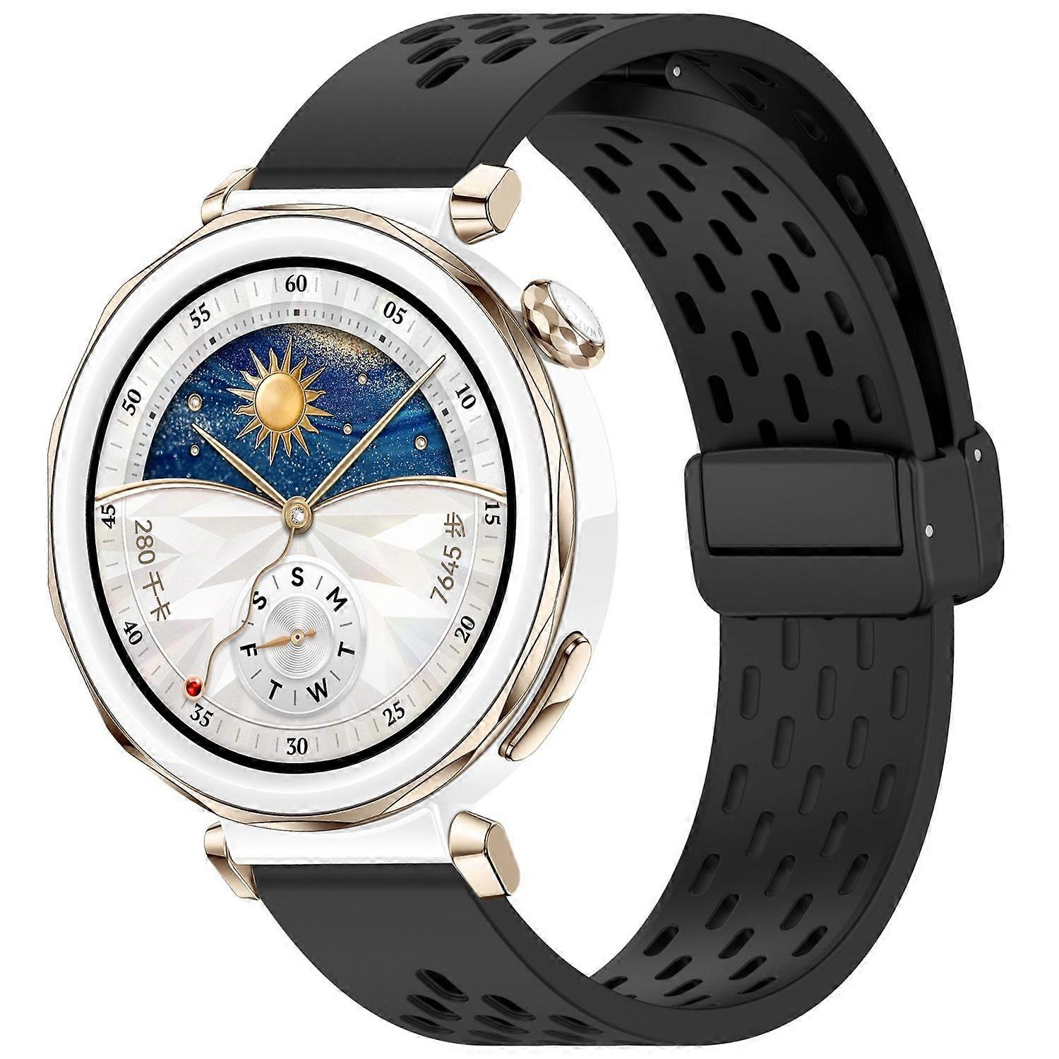 Silicone strap with magnetic closure for Huawei Watch GT 5 Pro 42mm, black
