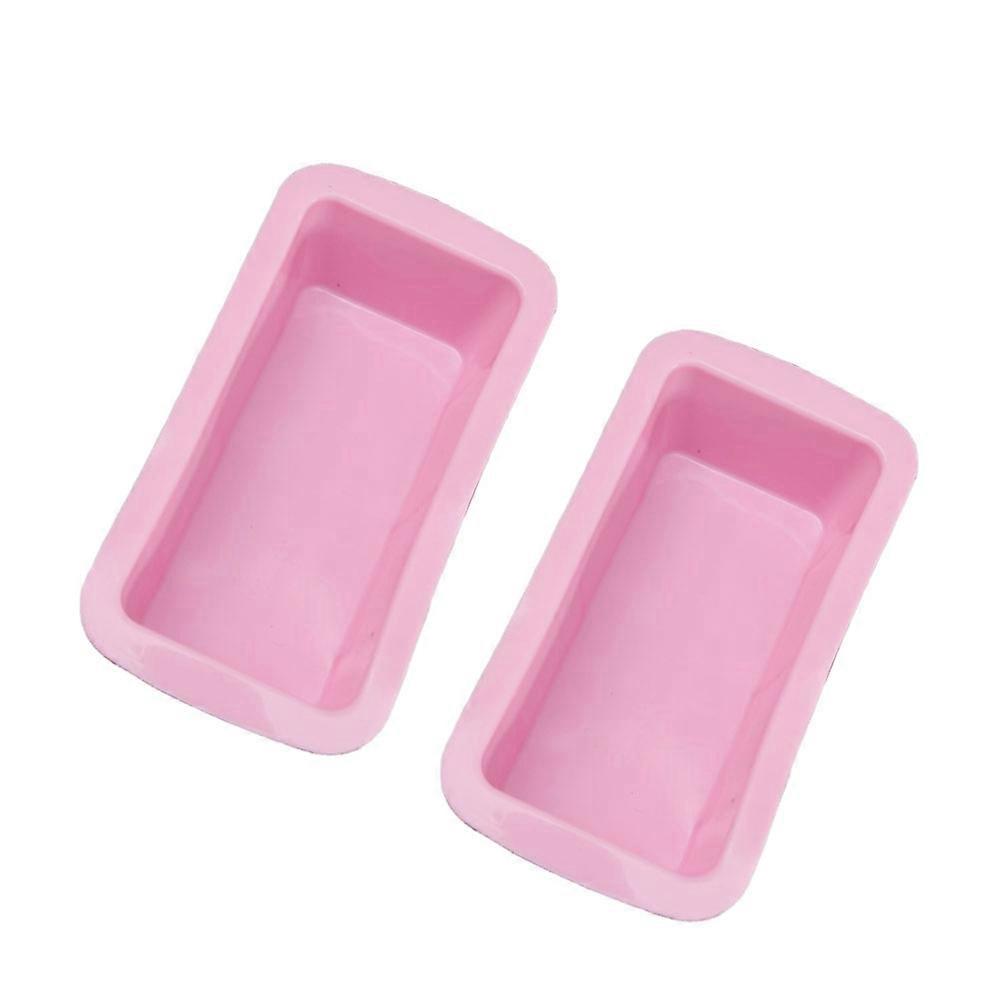 Mianbao Mold Rectangular Cake Mold for Baking 2Pcs Pink Silicone Set