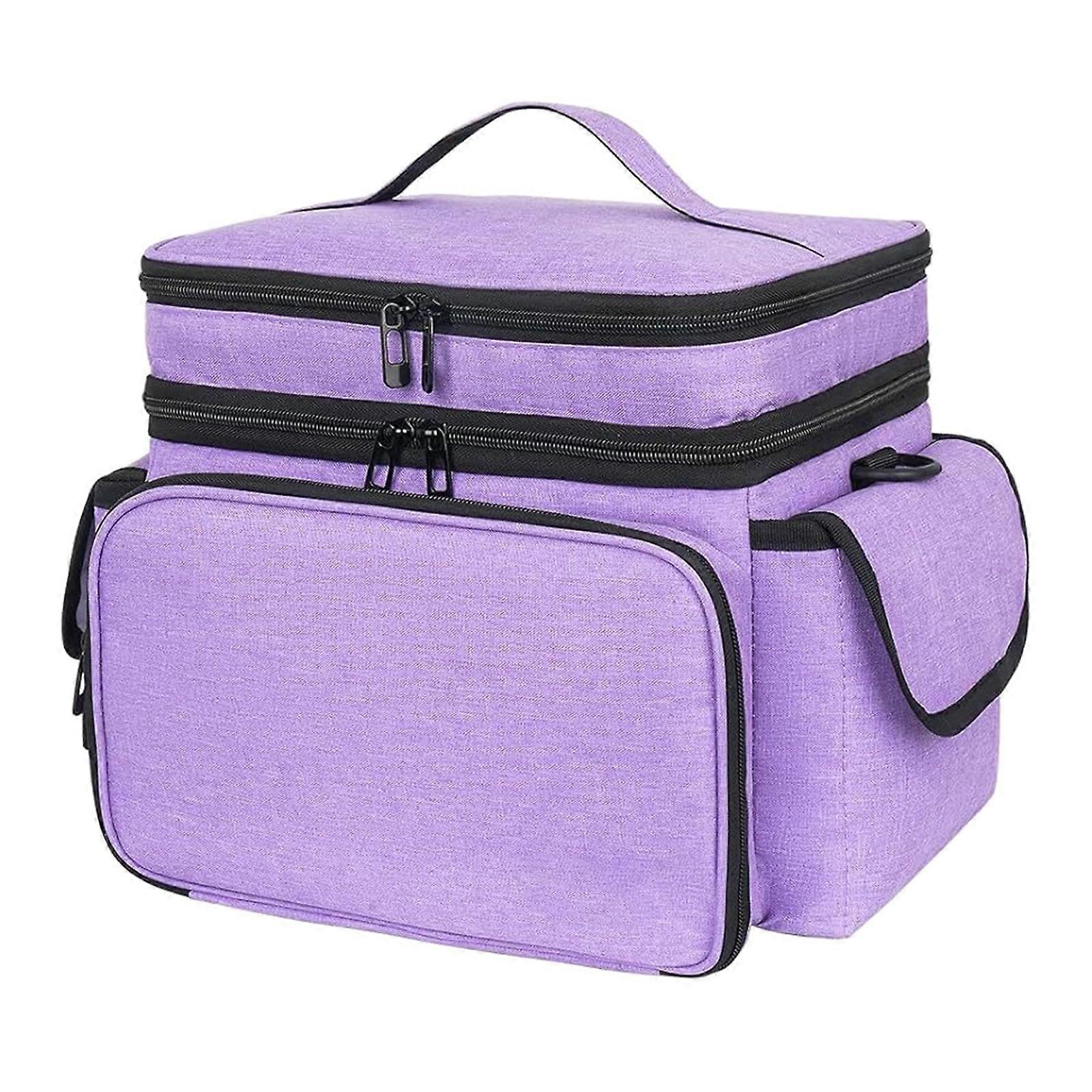 Double Layer Sewing Storage Bag With Removable Sections And Replaceable Shoulder Band For Stitching Items Multicolor
