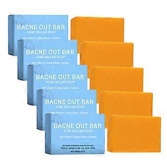 1-5x Bacne Out Bar, Acne Healing Soap with Turmeric Vitamin C & Alpha Arbutin, Natural Exfoliating Cleanser for Face & Body All Skin Types