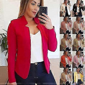Damesblazer met lange mouwen, gemaakt van een katoen-polyester mix, geschikt voor kantoor, werk, lente en herfst, en dagelijks gebruik.