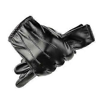 Women's Touchscreen Leather Gloves - Winter Warm Pu Leather Gloves Outdoor Driving2setblack