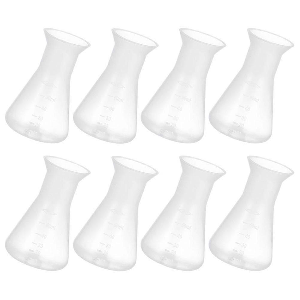 8pcs Labs Erlenmeyer Flasks Science Experiment Flask Conical Flasks Laboratory Scale Flask(50ml)