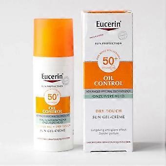 Oil Control Sun Gel Cream Dry Touch SPF 50+ 50ml, oparfymerad tonad solskyddsgel för känslig, fet och aknebenägen hud, snabbabsorberande solkräm