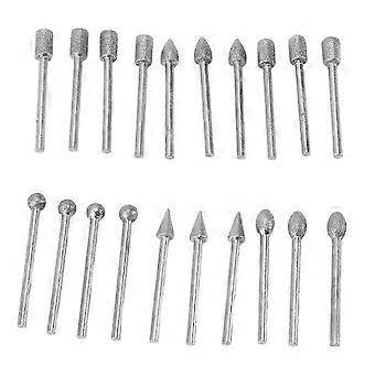 20PCS 3mm Rotary Grinding Bits Set for Stone Carving, Glass, Metal, Jade Polishing