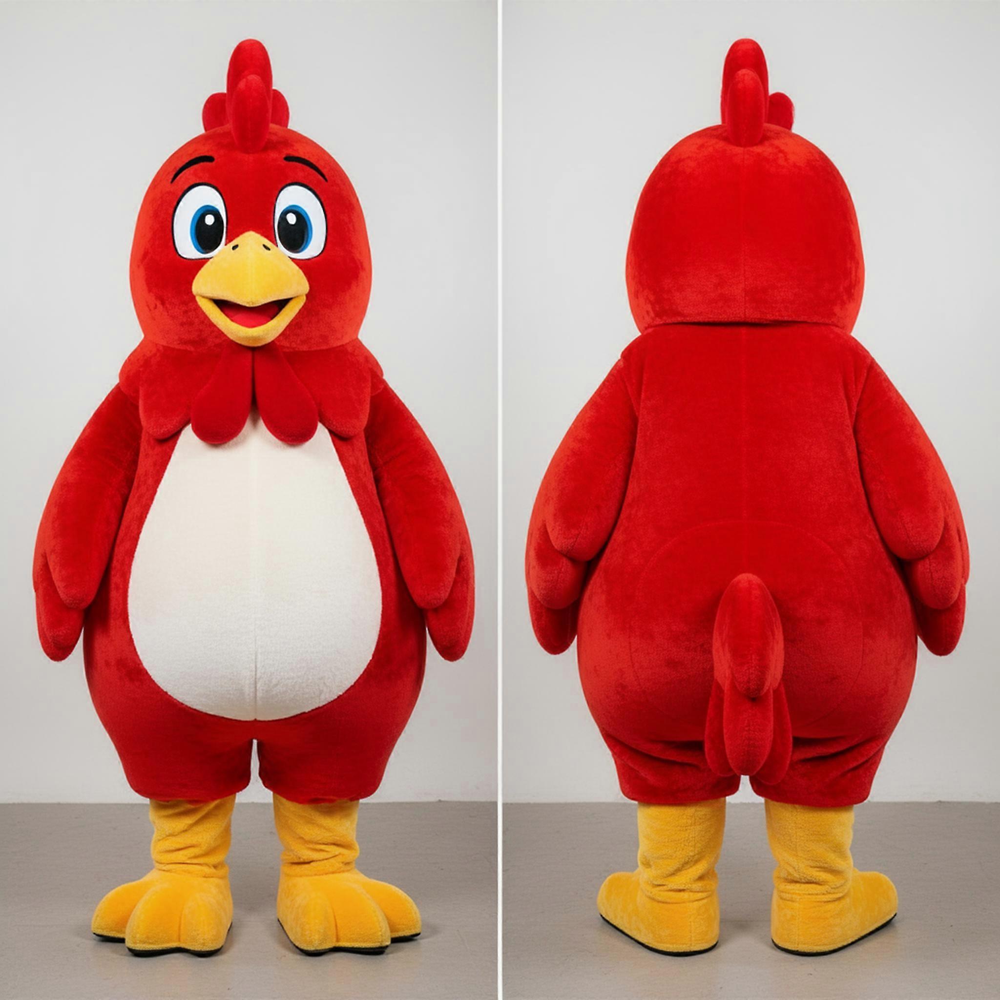 MASTICOT Crimson Fluffy Chicken Mascot