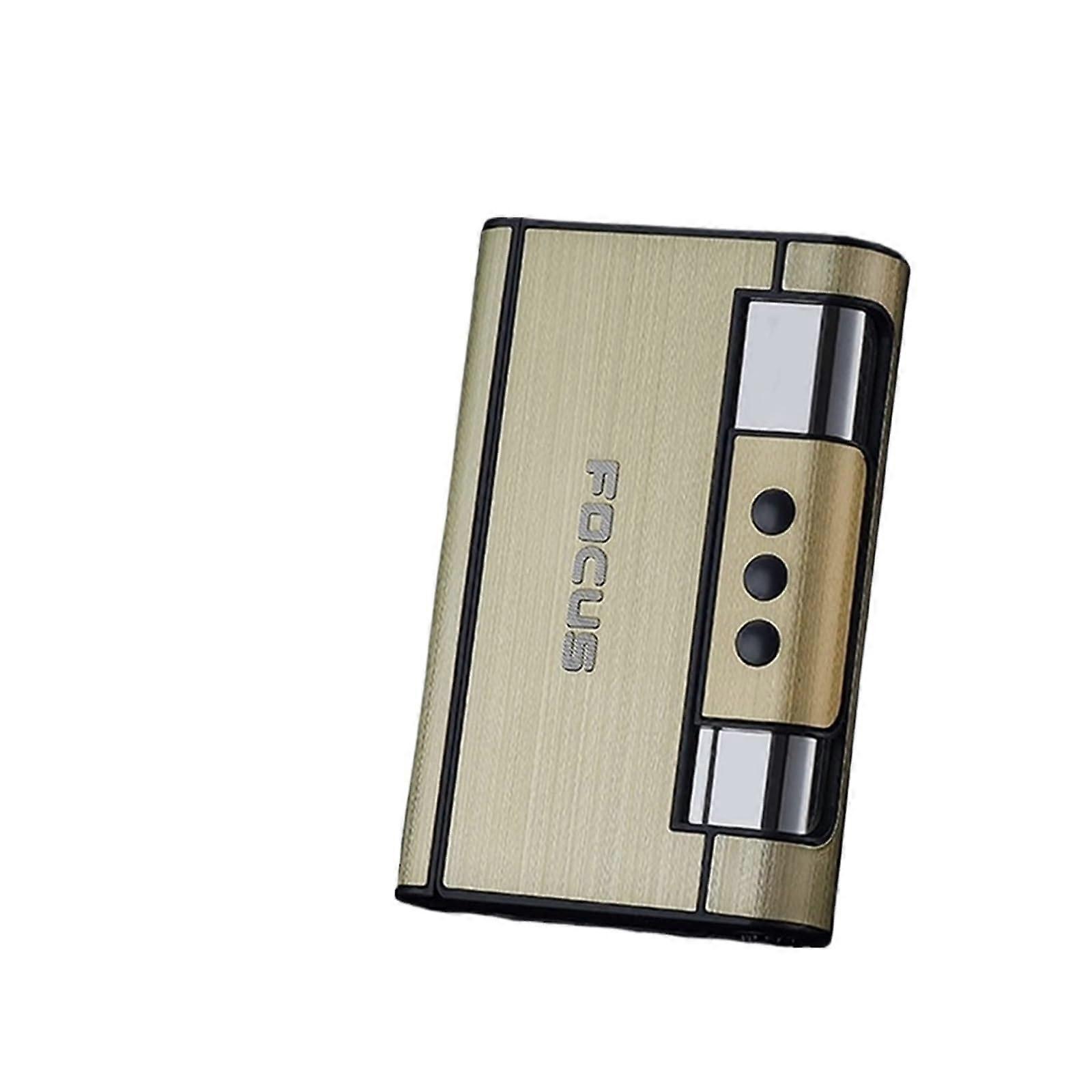 Windproof Refillable Butane Lighter 2 in 1 Cigarette Case, Automatic Ejection Metal Pocket Lighter 8pcs Capacity
