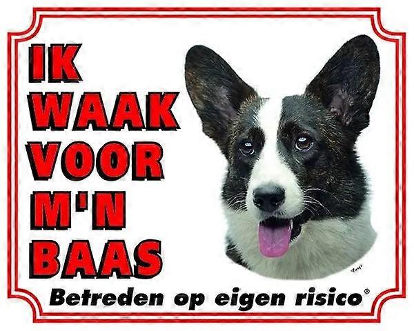 Sticker King Welsh Corgi Brindle Uyarı İşareti - Dikkat Ediyorum