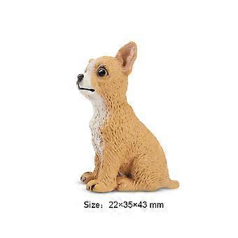 Simulation Dog Pet Animal Model Toy Mini  Sitting Fawn Chihuahua Puppy Figures Dolls Action Figurines Toys For Children Gift