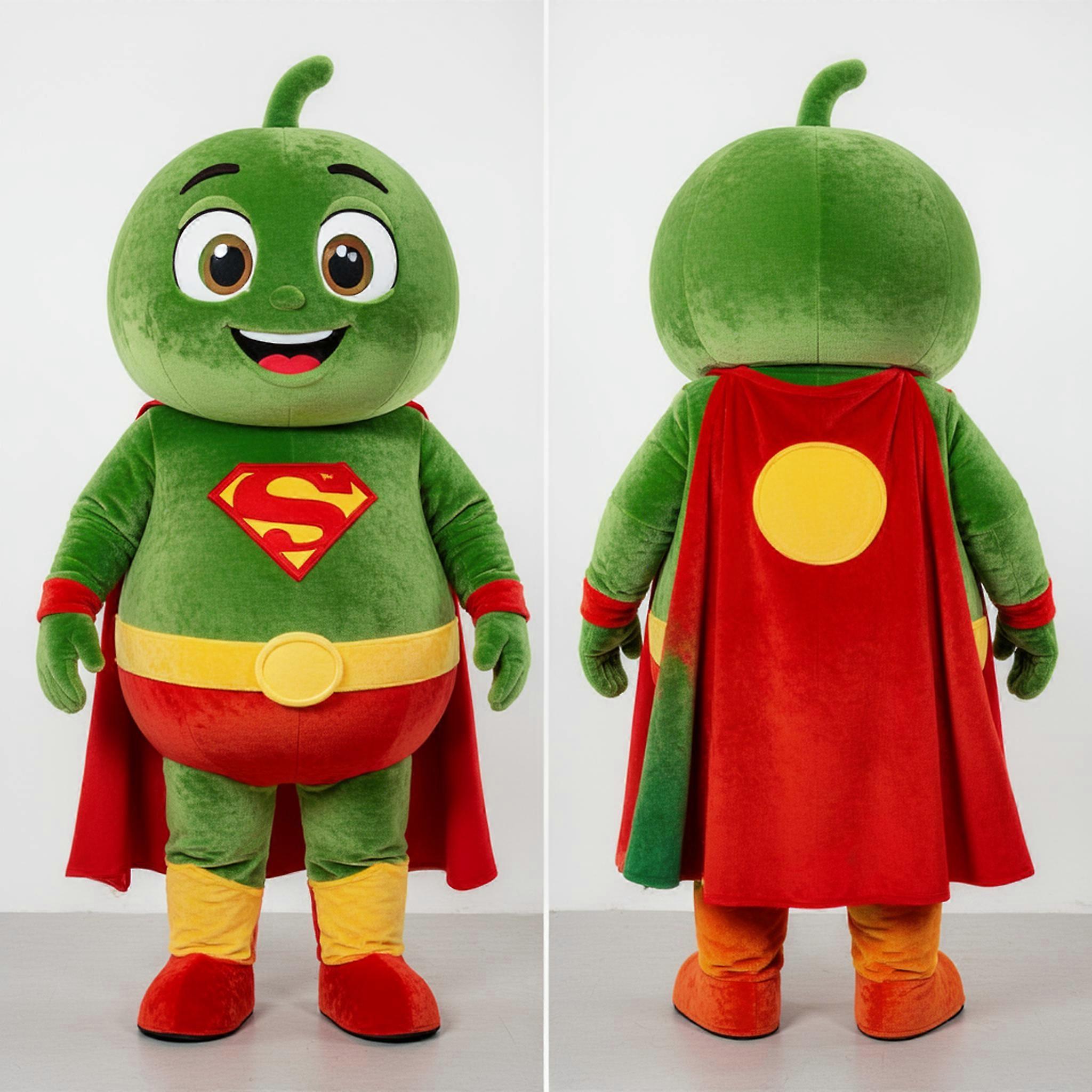 MASTICOT Olive Green Flowing Superhero Mascot