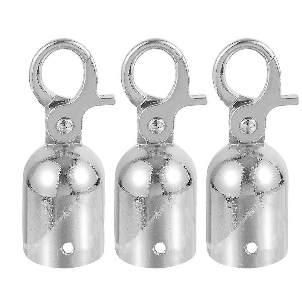 Rope End Stop Post Queue Handrails Cord Locks with 3Pcs Silver Barrier Hooks