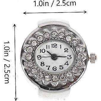Decoratieve ringhorloge met strass-steentjes, voor dames, als sieraad.