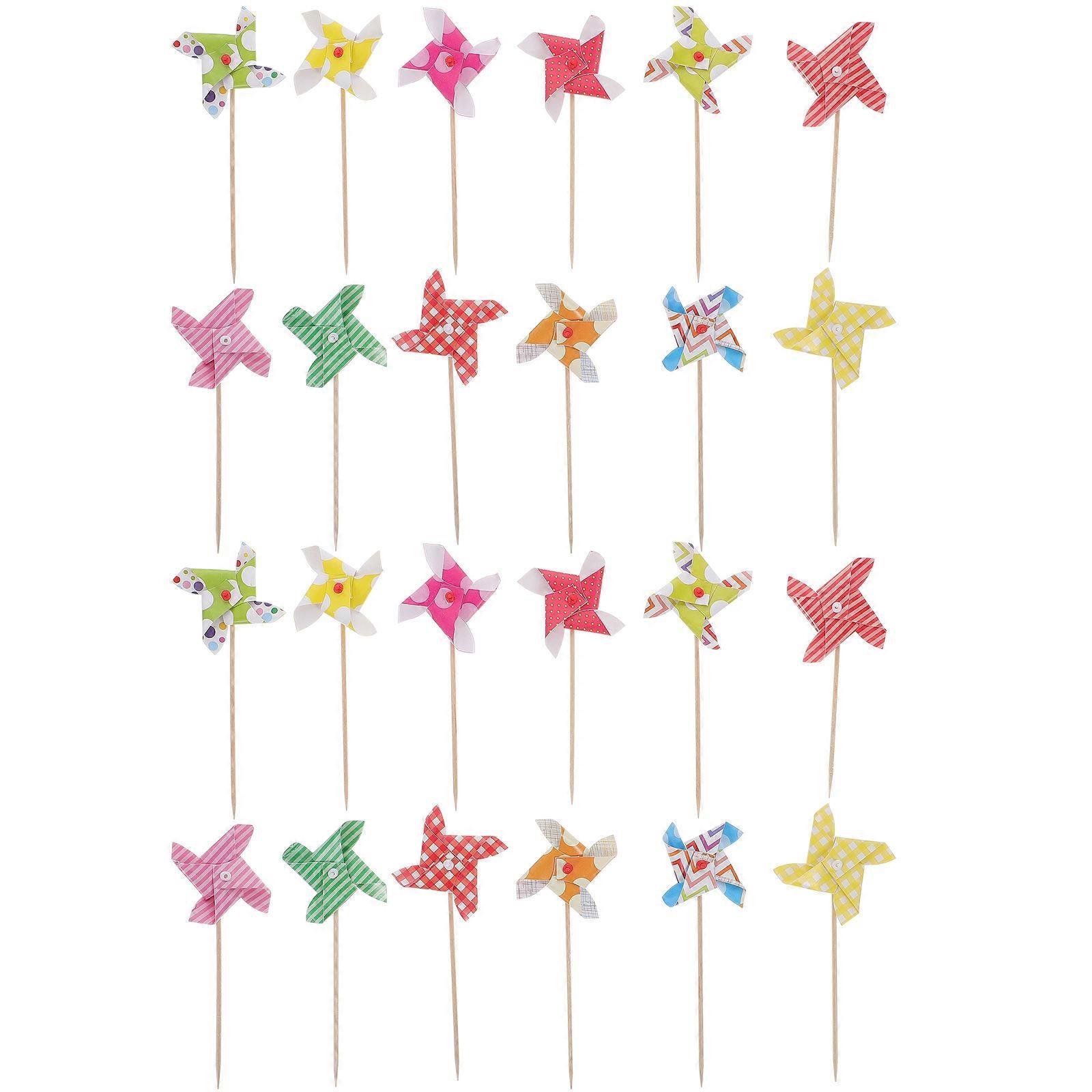 Windmill Cake Plugin Toppers for Decoration 24Pcs Colorful Cake Inserts