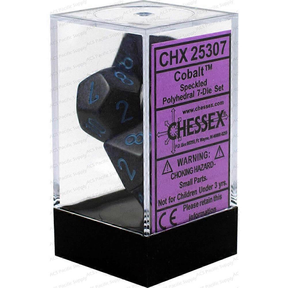 COBALT Sharp-edged Uniquely Crafted D7 Die Set Dice Speckled Polydheral (7 Dice)