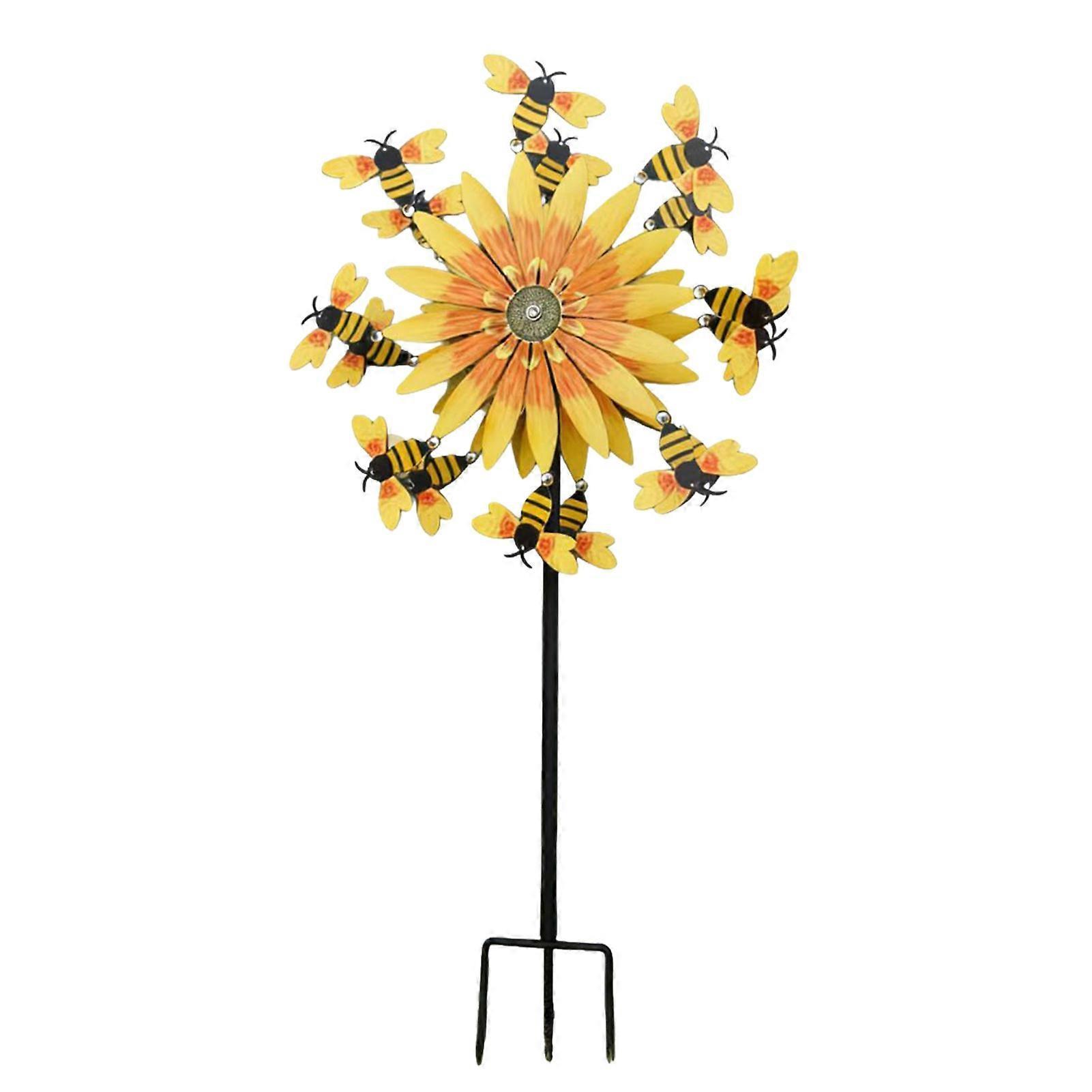 Sunflower Bee Wind Spinner Iron