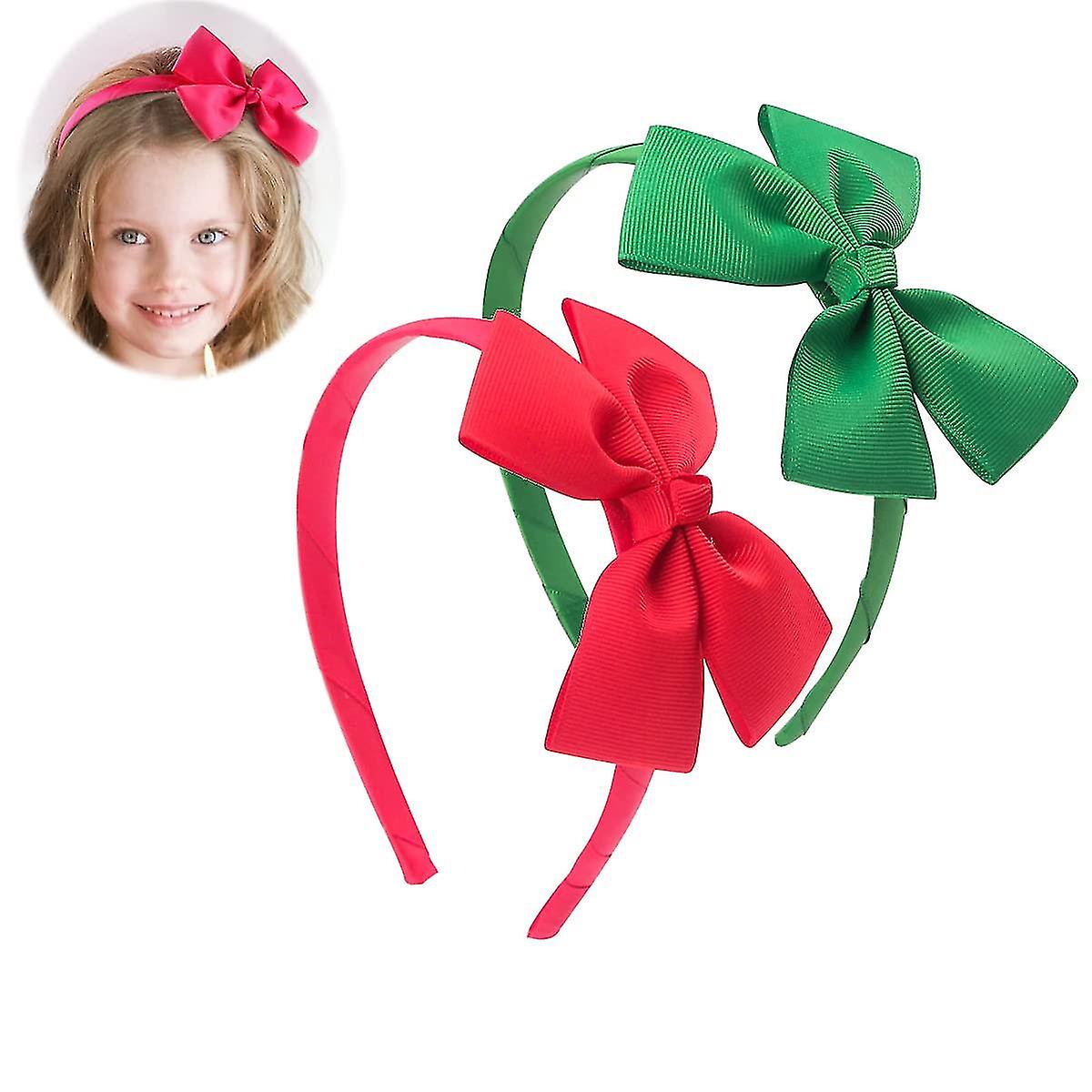 2pcs Christmas Red And Green Bow Headbands Women's Headbands, Bow Headbands