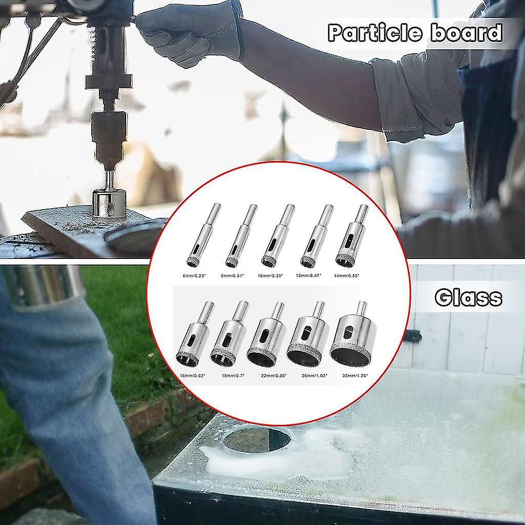 Diamond Drill Bits Tile Glass Hole Opener Saw Cutter Tool Bits 6-32mm Silver