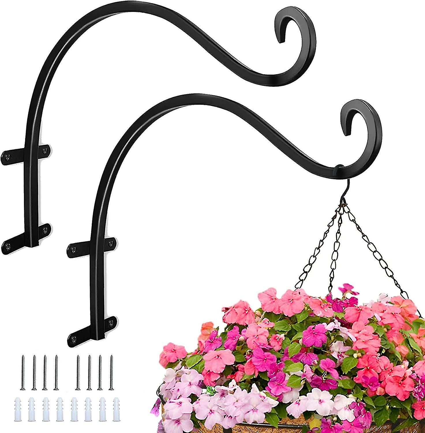 2 Sets 12 Inch Hanging Plant Rack Heavy Metal Wall Plant Hook Flower Basket Bird Lamp Air Bell