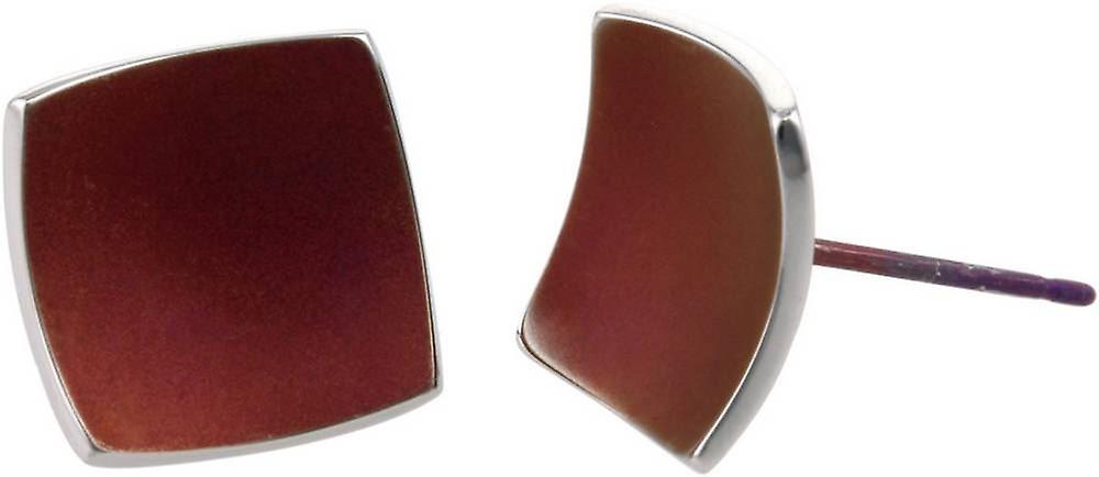 Ti2 Titanium Square Domed Stud Earrings - Coffee Brown