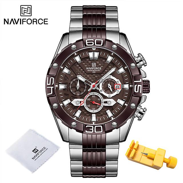 Naviforce Erkekler Askeri Spor Bilek İzle Altın Kuvars Çelik Su Geçirmez Saatler Çok İşlevli Erkek Saat Saatler