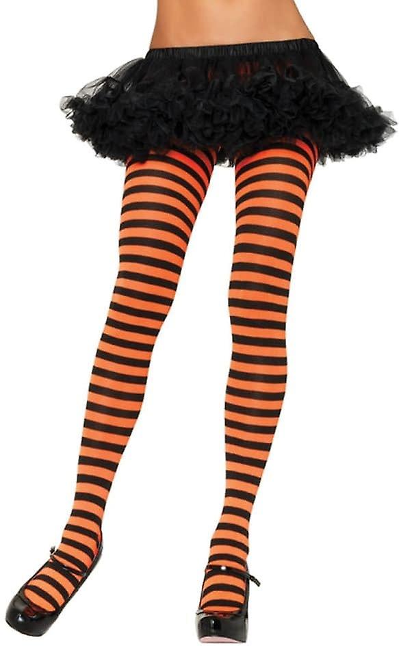 Tights Striped Bk/Orange - Costume Accessory