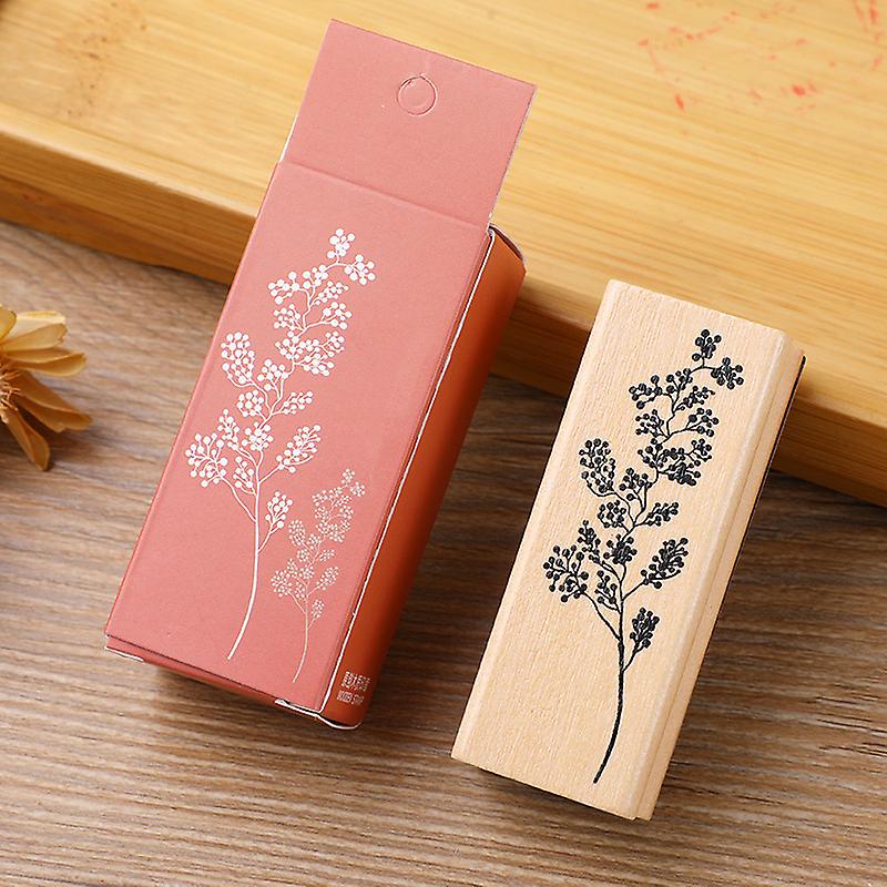 1pc Vintage Flower And Grass Collection Stamp Set For Diy Crafts And Scrapbooking - Wooden Rubber Stamps For Unique And Personalized Designs
