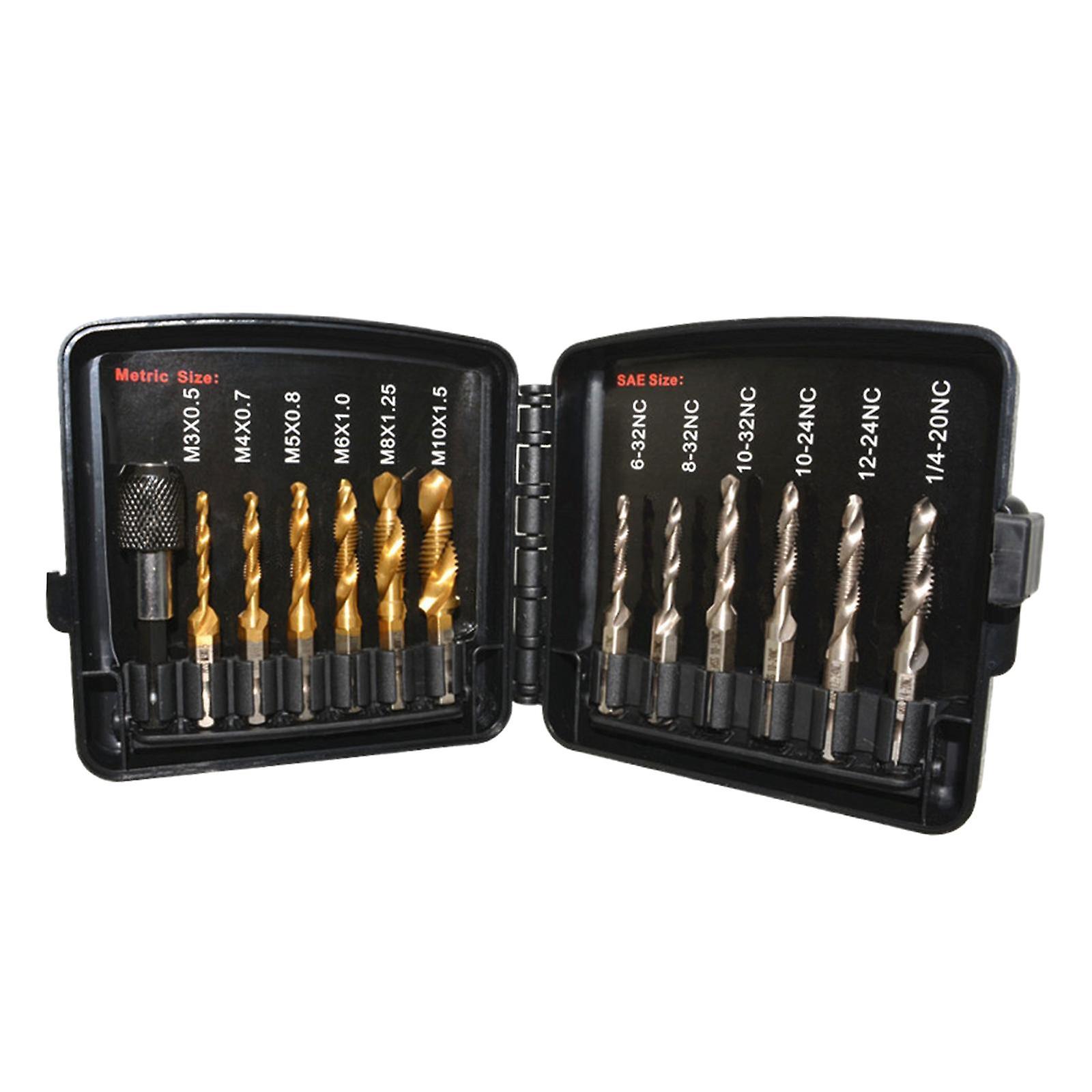 Thread Tap drill bit Set Hardware Accessary for Carving Deburring Tapping 13pcs SAE White