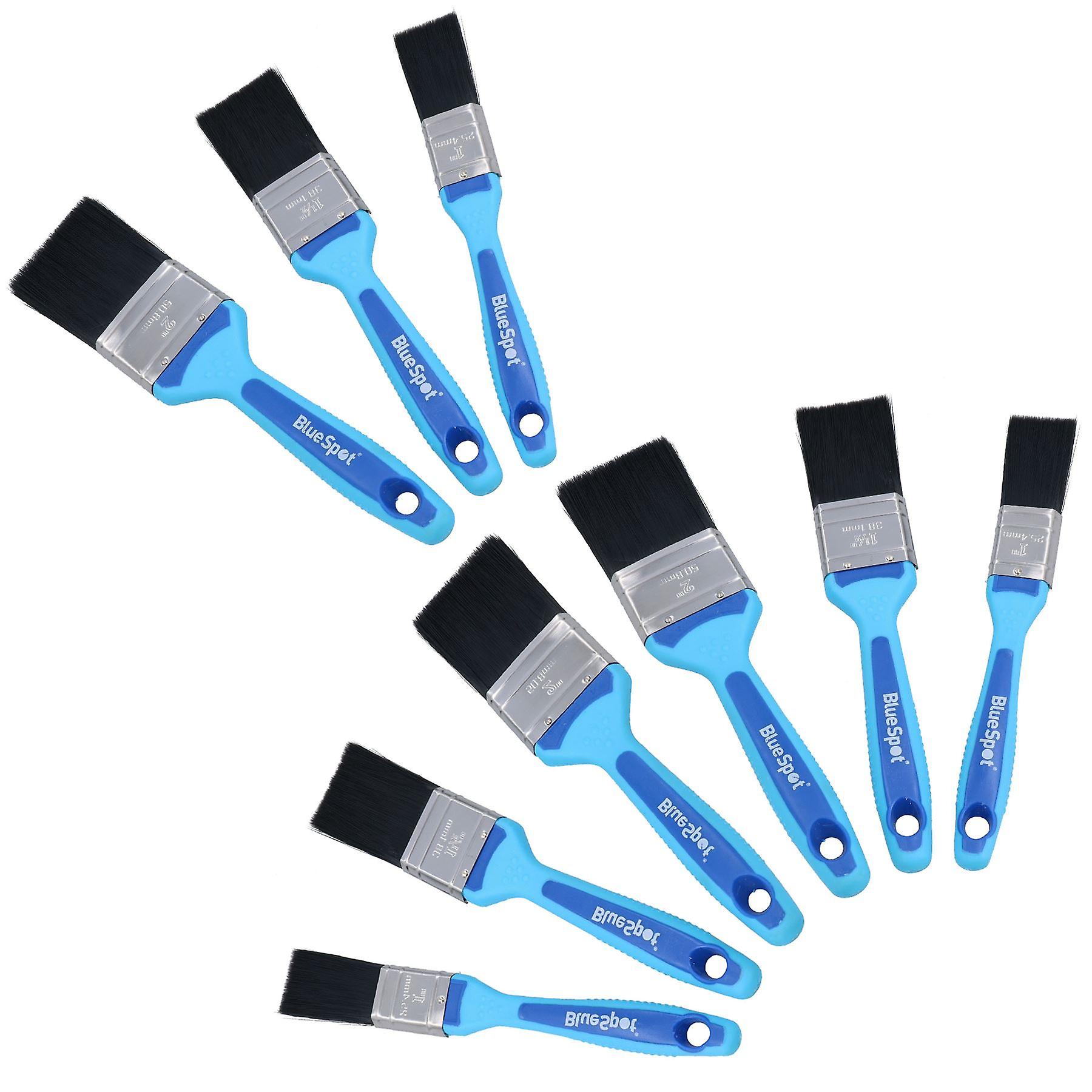 9 x Synthetic Paint Brush Painting + Decorating Brushes Rubber Grip Handle 1” – 2”