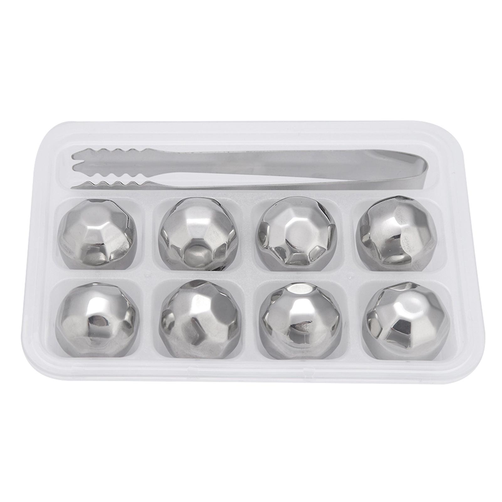 Stainless Steel Ice Spheres Chills Wine Whiskey Wine Chiller Stone Rocks with Tong(Diamond)