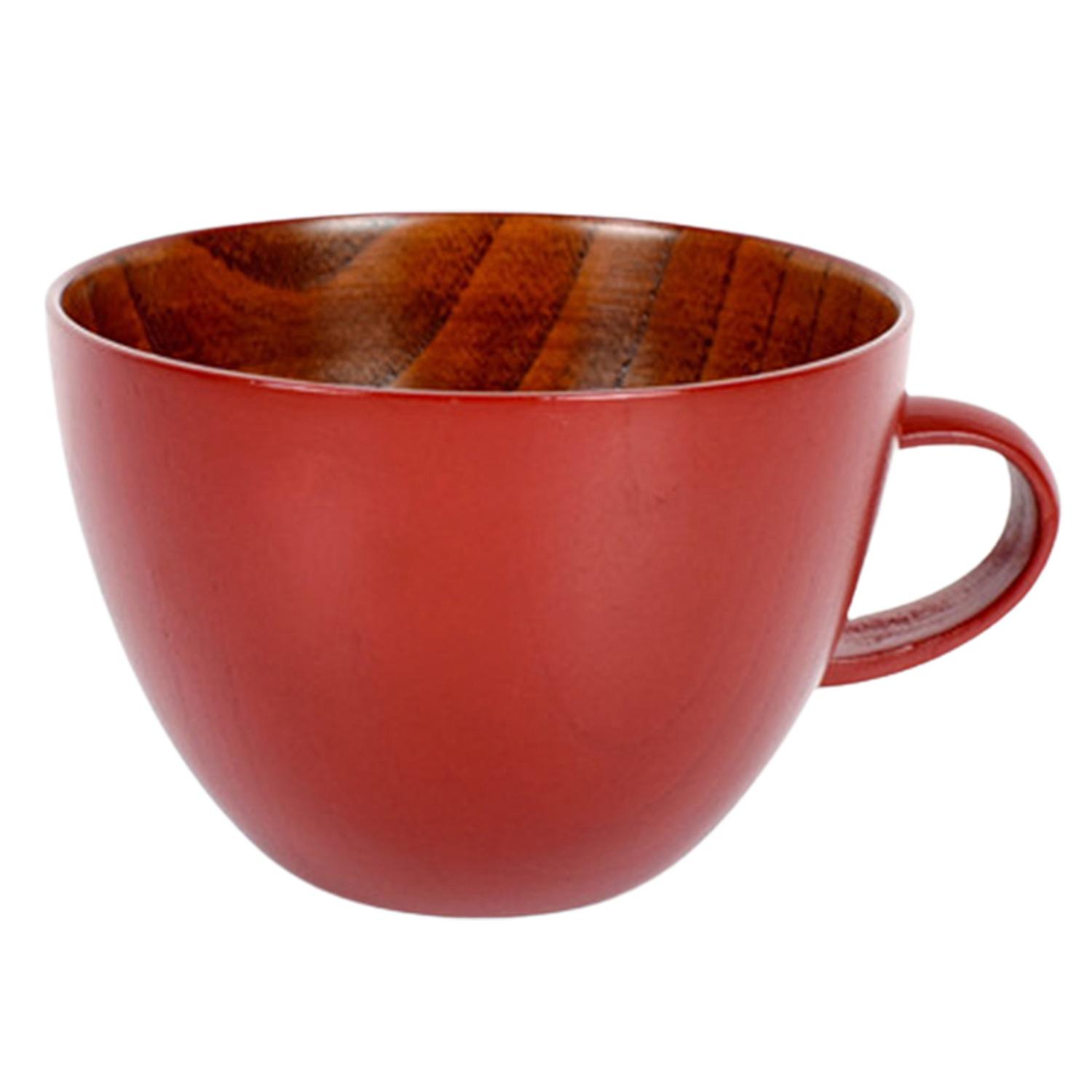 ZHOUBA 350ml/500ml Wooden Cup Japanese Style Bowl Type Juice Unbreakable Tumbler Mugs with Handle
