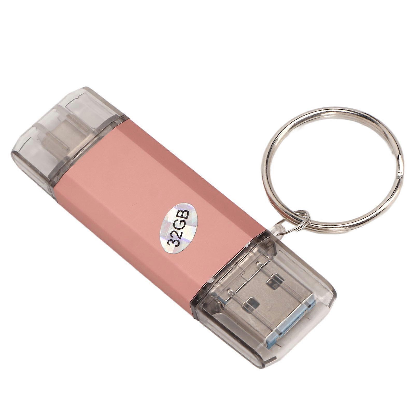 USB Flash Drive with Keychain Metal U Disk Waterproof High Speed 3.0 Type C Micro USB 3 in 1 32GB